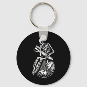 Skeleton Sitting Earth Day Environmental Environme Keychain