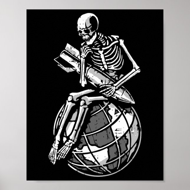 Skeleton Sitting Earth Day Environmental Environme Poster (Front)