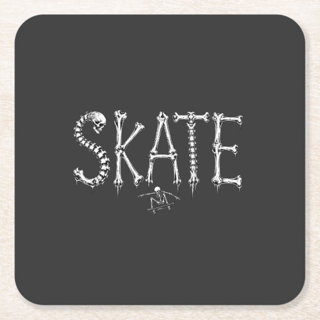 Skeleton Skate bones Square Paper Coaster (Front)