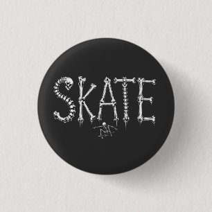 Skeleton SKATE Horror Design 1 Inch Round Button