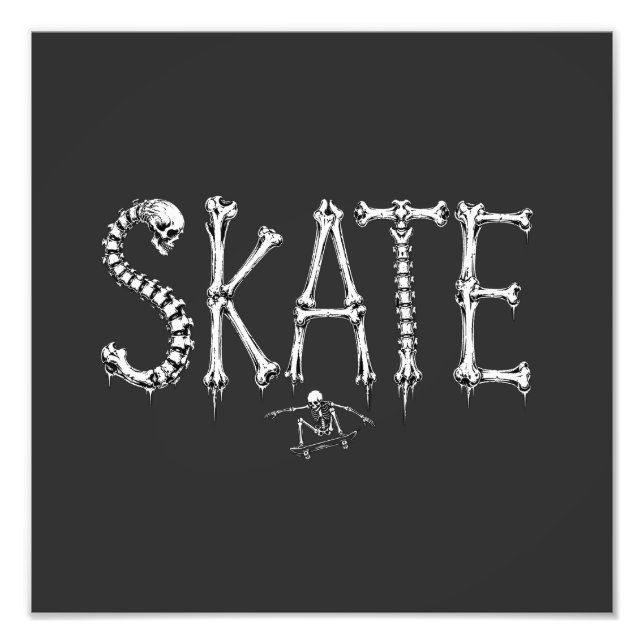 Skeleton SKATE Horror Design Photo Print (Front)