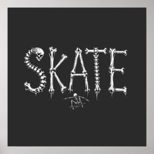 Skeleton SKATE Horror Design Poster