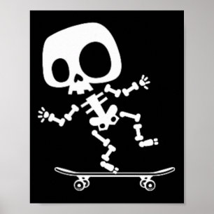 Skeleton Skateboard Halloween Costume Fun Skateboa Poster