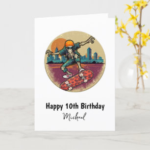 Skeleton Skateboard Happy Birthday Add Name Age Card