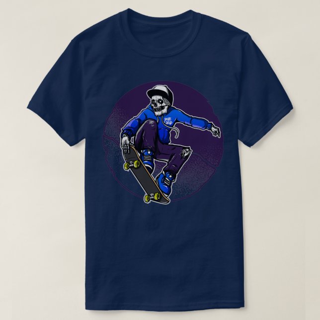 Skeleton Skateboard Moon T-Shirt (Design Front)