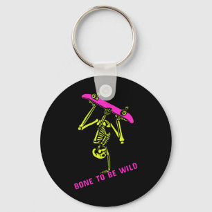 Skeleton Skateboarder Halloween Costume Mens Women Keychain