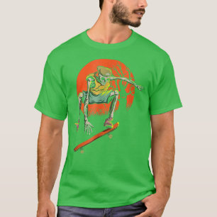 Skeleton Skater In Halloween With Skateboard T-Shirt