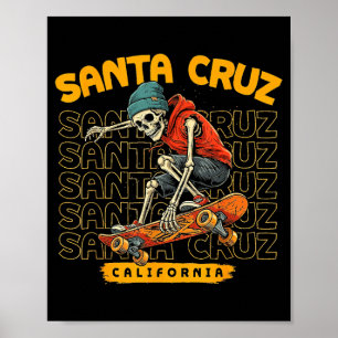 Skeleton skater santa cruz old school retro poster