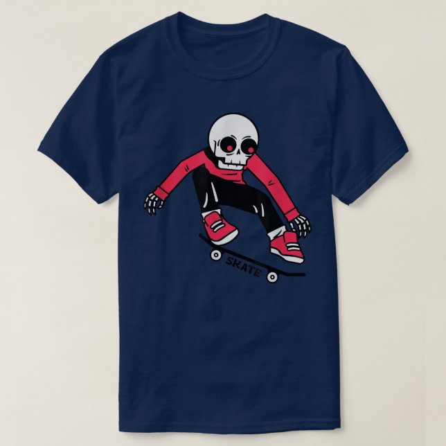 Skeleton Skeleton Skateboarding Skeleton Skate T T-Shirt (Design Front)