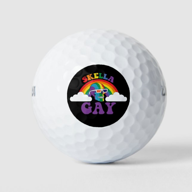Skeleton Skella Gay Rainbow Pride Month Golf Balls (Front)