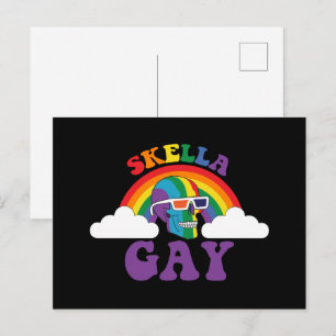 Skeleton Skella Gay Rainbow Pride Month Postcard