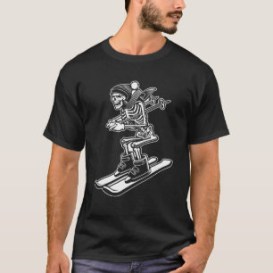 Skeleton Skiing Lazy Halloween Costume Cool Skull  T-Shirt