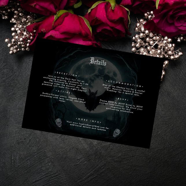 Skeleton Skull Dark Gothic Wedding Details Enclosure Card (Creator Uploaded)