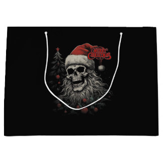 Skeleton Skull Funny Merry Christmas Santa Matchin Large Gift Bag