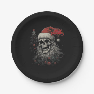 Skeleton Skull Funny Merry Christmas Santa Matchin Paper Plate