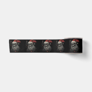 Skeleton Skull Funny Merry Christmas Santa Matchin Satin Ribbon