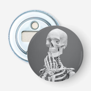 Skeleton Skull Halloween Black and White Grey Bottle Opener