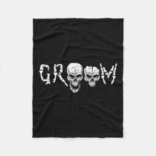 - Skeleton Skull Halloween Wedding Bachelor Fleece Blanket