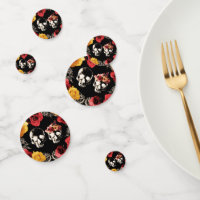 Skeleton Skull Red Yellow Fall Floral Wedding  