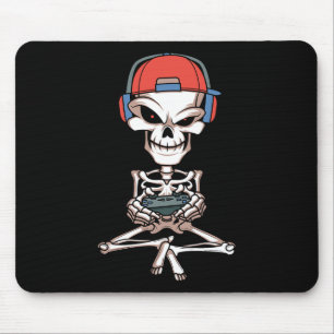 Skeleton Skull Video Gamer Halloween Outfit Men Bo Mouse Pad