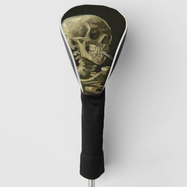 Skeleton Skull with Burning Cigarette by Van Gogh Golf Head Cover (Front)