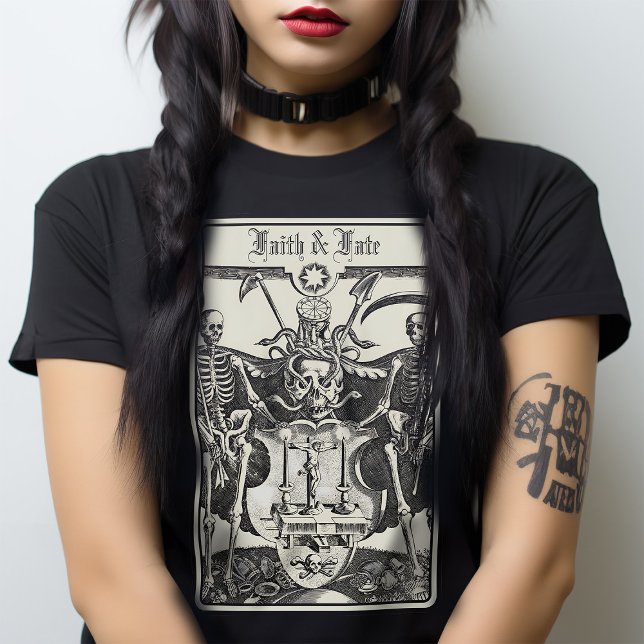 Skeleton Skulls Macabre Victorian Gothic T-Shirt (Perfect for people who just love the dark side of life. This is a personalised Memento Mori Tshirt.)