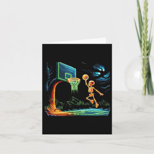 Skeleton Slam Dunk Hoop Sketll Halloween Men Boys Card
