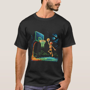 Skeleton Slam Dunk Hoop Sketll Halloween Men Boys  T-Shirt