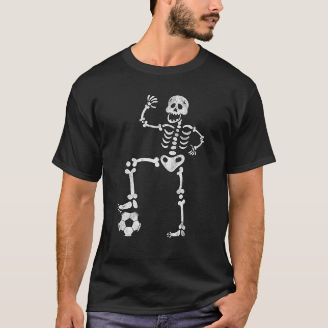 Skeleton Soccer Football Halloween Sport Player Co T-Shirt (Front)