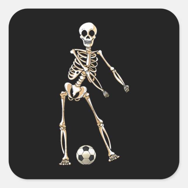 Skeleton Soccer Halloween Flossing Dance Cosplay Square Sticker (Front)