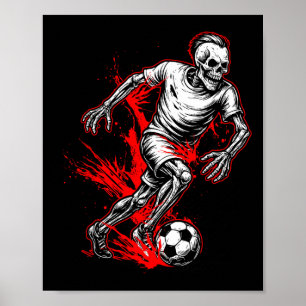 Skeleton Soccer Player - Spooky Halloween Ghost Poster