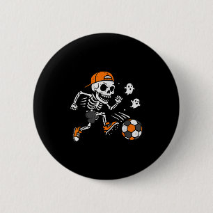 Skeleton Soccer Pumpkin Halloween Costume Boys Tee 2 Inch Round Button