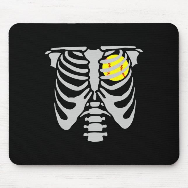 Skeleton Softll Player Kids Funny Softll Halloween Mouse Pad (Front)