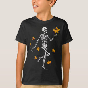 Skeleton Soky Dancing Fall Halloween Thanksgiving  T-Shirt