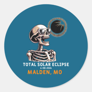 Skeleton Solar Eclipse Malden Missouri Classic Round Sticker