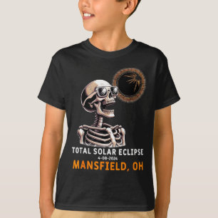 Skeleton Solar Eclipse Mansfield Ohio Illustration T-Shirt