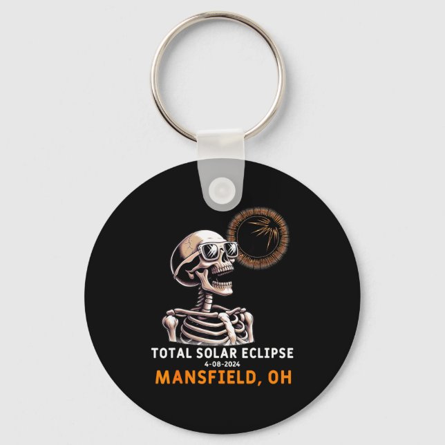 Skeleton Solar Eclipse Mansfield Ohio Keychain (Front)