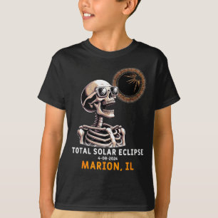 Skeleton Solar Eclipse Marion Illinois Illustratio T-Shirt