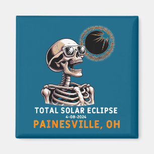 Skeleton Solar Eclipse Painesville Ohio Magnet