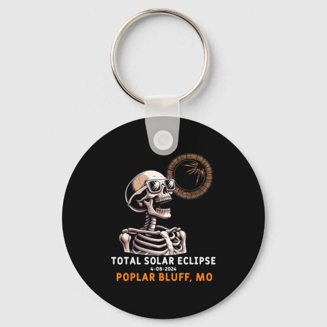 Skeleton Solar Eclipse Poplar Bluff Keychain (Front)