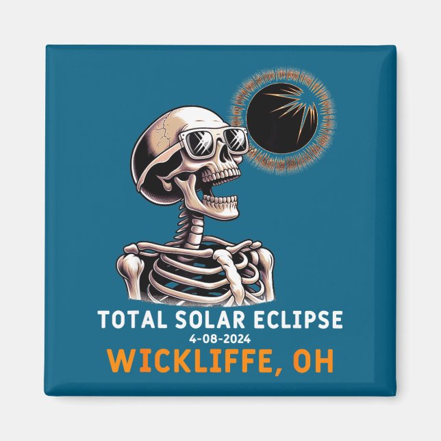 Skeleton Solar Eclipse Wickliffe Ohio Illustration Magnet (Front)