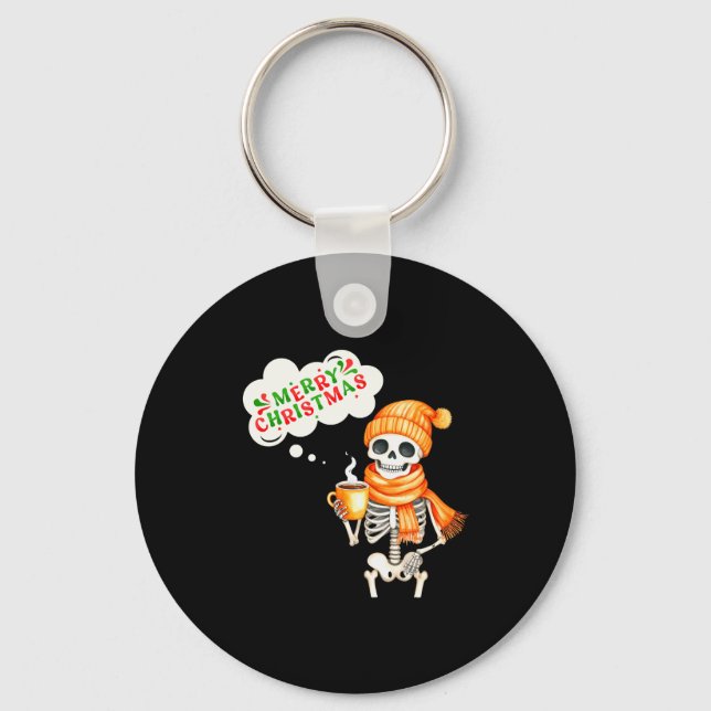 Skeleton Speak Merry Christmas Waer F And Hold Cof Keychain (Front)