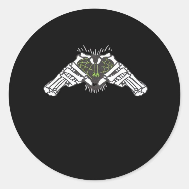 Skeleton Spider Heart Classic Round Sticker (Front)