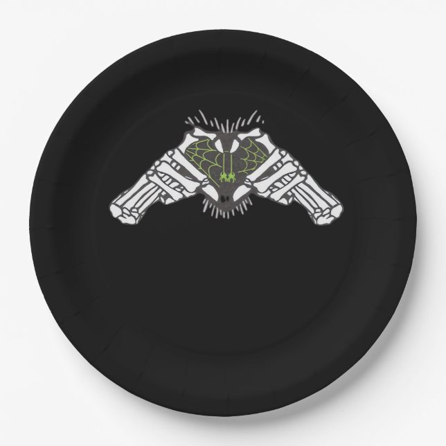 Skeleton Spider Heart Paper Plate (Front)