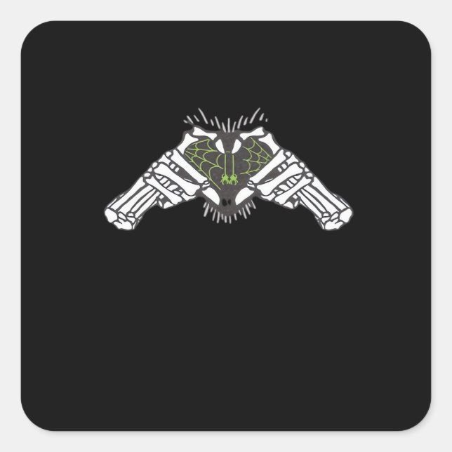 Skeleton Spider Heart Square Sticker (Front)