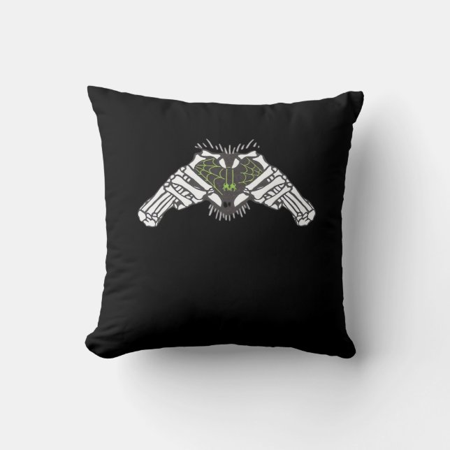 Skeleton Spider Heart Throw Pillow (Front)