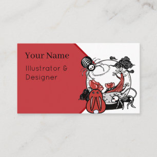 Skeleton Spider & Red Bunny Goth Terrarium Business Card