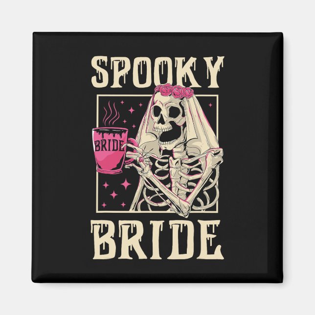 Skeleton Spooky Bride Wedding Chelorette Halloween Magnet (Front)