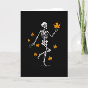 Skeleton Spooky Dancing Fall Halloween Thanksgivin Card