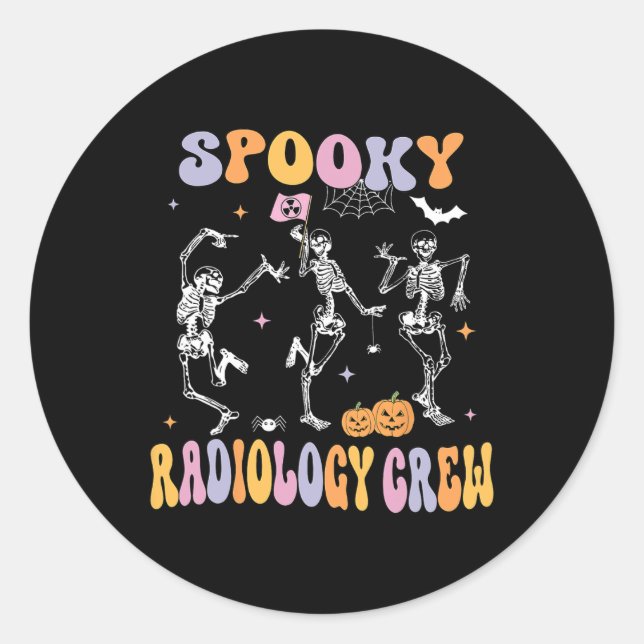 Skeleton Spooky Radiology Crew X-ray Tech Hallowee Classic Round Sticker (Front)
